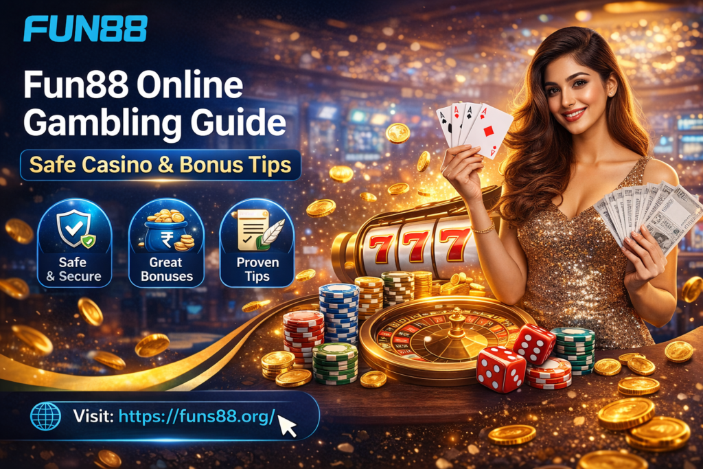 Fun88 online gambling guide showing safe casino tips, bonus offers, and secure betting platform in India